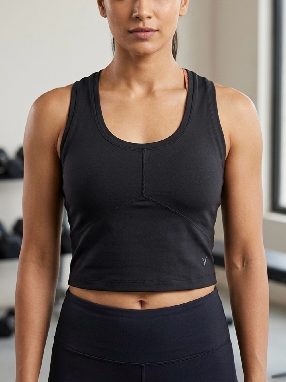 INDYEVA Leska Active Sport Tank Top Black Crop Yoga Workout Sz Small